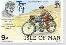 Charles Collier First TT Race Bicycle Bike Races Winner Isle Of Man Postcard - Andere & Zonder Classificatie