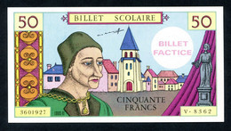 Rare Billet Scolaire "50 Francs Louis XI" Billet Factice Pour école - School Bank Note - Specimen