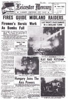 Leicester Firemen Fires In WW2 Rare Newspaper Cover - Altri & Non Classificati