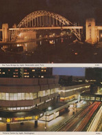 Newcastle Tyne Bridge & Victoria Centre By Night Illuminations 2 1970s Postcard - Sonstige & Ohne Zuordnung