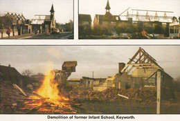 Primary School Demolition Disaster Fire Keyworth Nottingham Village Postcard - Other & Unclassified