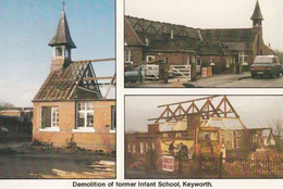 Primary School Demolition Disaster Keyworth Nottingham Village Postcard - Andere & Zonder Classificatie