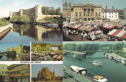 Newark On Trent Nottingham River Ships Market 4x Postcard S - Otros & Sin Clasificación