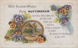 Fondest Wishes From Nottingham Old English Lady & Child Postcard - Sonstige & Ohne Zuordnung