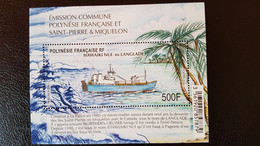 Polynesia 2019 Joint Issue Miquelon Boat Ship Hawaiku Nui Ex Langlade Ms1v Mnh - Neufs