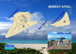 Midway Atoll Map New Postcard * Carte Geographique * Landkarte - Midway Islands