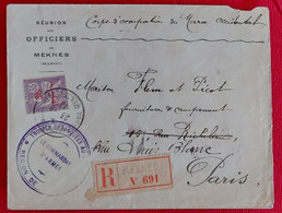 MEKNES 1913, Recommande, REUNION DES OFFICIERS De Débarquement - Cartas & Documentos