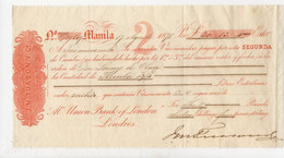 PHILIPPINES - J. M. TUASON Y Ca à Manila En 1878 (Filipinas) Pour Don Lorenzo De Olave - Union Bank Of London à Londres - Other