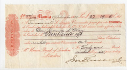 PHILIPPINES - J. M. TUASON Y Ca à Manila En 1880 (Filipinas) Pour Don Lorenzo De Olave - Union Bank Of London à Londres - Other