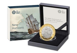 Great Britain UK  Mayflower £2 Two Pound Coin - Silver Proof - Nieuwe Sets & Proefsets