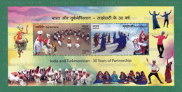 INDIA 2022 Inde Indien - Partnership With TURKMENISTAN 2v M/S MNH ** - Cultural Dance, Costumes, M / Sheet, Joint Issue - Nuevos