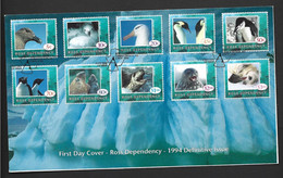 Ross Dependency 1994 Wildlife Definitives First Issue Set Of 10 On FDC Official Unaddressed - FDC