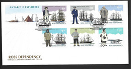 Ross Dependency 1995 Antarctic Explorers Set Of 6 On FDC Official Unaddressed - FDC