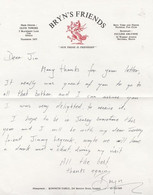 Bryn Yemm Jimmy Leycock Jersey Channel Islands Hand Wrote Signed Private Letter - Autographs