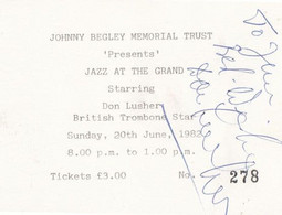 Don Lusher Of The Ted Heath Band Trombone Player Hand Signed Concert Ephemera - Autografi