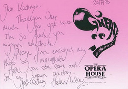 Grease The Musical At Manchester Theatre 1995 Helen Way Hand Signed Letter Card - Autogramme