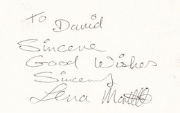 Lena Martell Hand Signed Card - Autographes