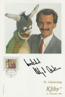 Kliby & Caroline Puppet Swiss Ventriloquist Hand Signed FDC Photo - Autógrafos