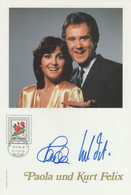 Paola Und Kurt Felix Swiss TV Presenter Large Hand Signed Photo - Autógrafos