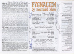 Pygamalion Bernard Shaw Multi 10X Hand Signed Autograph Theatre Flyer - Autographes