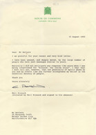 Neil Kinnock Prime Minister 1993 Signed Letter For Television Series - Autografi