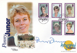 Penny Junor Of Princess Diana Hand Signed First Day Cover - Autógrafos