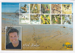 Nick Baker Television Naturalist Wildlife Birds Hand Signed FDC - Autógrafos