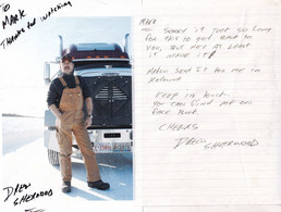 Drew Sherwood Ice Road Truckers Large Hand Signed Photo & Letter - Autographs