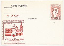 Entier CP 1,60 Philexfrance - 56eme Congrès Fédération - MARSEILLE - 21/23 Mai 1983 - Neuve - Cartes Postales Repiquages (avant 1995)