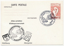 Entier CP 1,60 Philexfrance - 20eme Anniversaire Jumelage Wolfsburg Marignane - 13 MARIGNANE - 3/4 Septembre 1983 - Cartes Postales Repiquages (avant 1995)