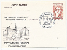 Entier CP 1,60 Philexfrance - 24ème Congrès Régional - 13 MARSEILLE - 2/3 Nov 1985 - Cartes Postales Repiquages (avant 1995)