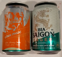 Vietnam Viet Nam Saigon Green 330 Ml Empty Beer Can With VINH PHUC On Other Side / Opened By 2 Holes - Latas