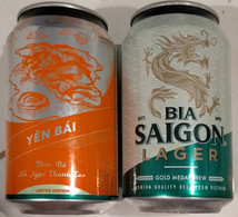 Vietnam Viet Nam Saigon Green 330 Ml Empty Beer Can With YEN BAI On Other Side / Opened By 2 Holes - Cans