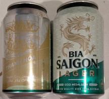 Vietnam Viet Nam Saigon Green 330 Ml Empty Beer Can With THANH HOA On Other Side / Opened By 2 Holes - Cannettes