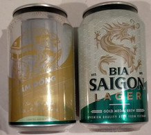 Vietnam Viet Nam Saigon Green 330 Ml Empty Beer Can With LAM DONG On Other Side / Opened By 2 Holes - Latas