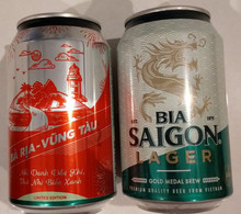 Vietnam Viet Nam Saigon Green 330 Ml Empty Beer Can With BARIA VUNG TAU On Other Side / Opened By 2 Holes - Cannettes