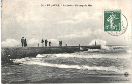 CPA-Carte Postale  France Palavas La Jetée Un Coup De Mer 1908 VM53551 - Palavas Les Flots