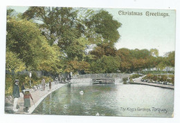 Devon    Postcard Torquay Christmas Greetings The King's Gardens Posted 1908 - Torquay