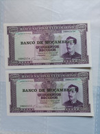 Pareja Correlativa De Mozambique De 500 Escudos, Año 1967, UNC - Mozambique