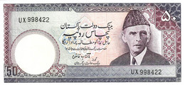 PAKISTAN 50 RUPEES PURPLE MAN TEXT LINE B FRONT CASTLE BACK ND(1986) UNC P.40 READ DESCRIPTION !! - Pakistan