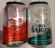 Vietnam Viet Nam Saigon Green 330 Ml Empty Beer Can With CA MAU On Other Side / Opened By 2 Holes - Cannettes