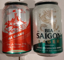 Vietnam Viet Nam Saigon Green 330 Ml Empty Beer Can With Ha Giang On Other Side / Opened By 2 Holes - Lattine