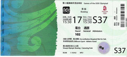 2008 Jeux Olympiques De Beijing: Ticket D'entrée Pour Les Compétitions D"AVIRON - Tickets - Entradas