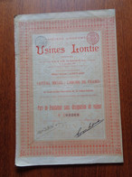 BELGIQUE - LOUVAIN 1898 - SA DES USINES LONTIE - PART DE FONDATEUR - Unclassified