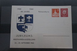 Berlin 1960, Postkarte, WSt  Berliner Bauten (II), Heuss II, Luftpost; 40 Jahre BSV, Rohrpostkarte, Ungebraucht - Privatpostkarten - Ungebraucht