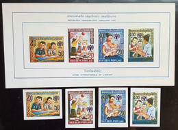 Laos 1979 YEAR OF THE CHILD UNICEF SOUVENIR SHEET Mi 478B-481B+Block 83 Mint(Lao Miniature Bloc Feuillet Children Enfant - Laos