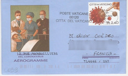 L099 - Aérogramme Du Vatican, 2.40 Aux Martyrs Du Coronavirus, Circulé En 2022 - Enteros Postales