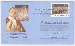 L028 - Aérogramme Du Vatican, 2.40 Anniversaire Du Débarquement Sur La Lune, Circulé En 2022 - Enteros Postales