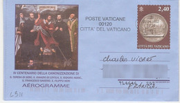 L311 - Aérogramme Du Vatican, 2.40 Canonisation Ste Thérèse Et Ignace De Loyola, Circulé En 2022 - Enteros Postales