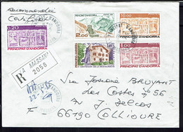 Andorre - Affranchissement Multicolore à 14.60 F Sur Enveloppe Recommandée De Canillo Du 18-5-85 Pour Collioure. TB - - Cartas